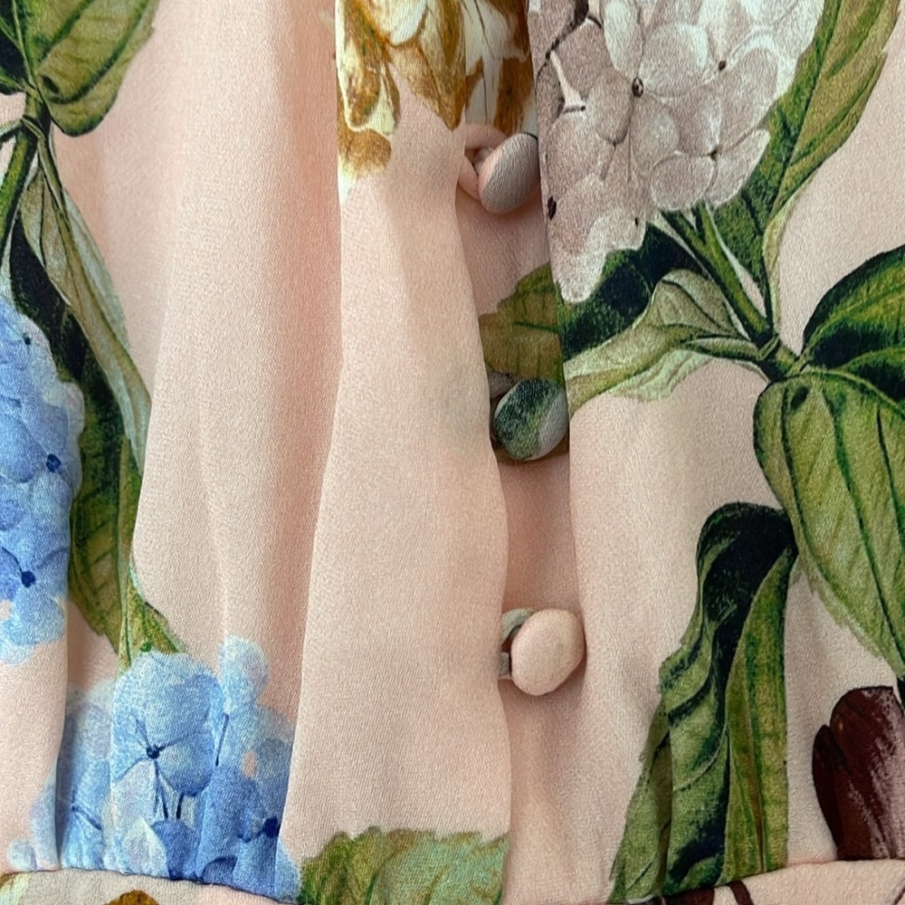 NWOT NICHOLAS Evie floral romper size 0 pink 100% silk flare sleeves - Picture 10 of 15
